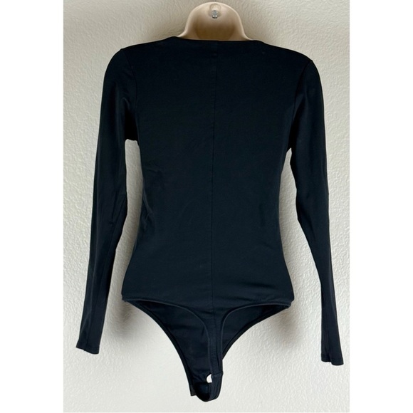 Everlane The V Neck Long Sleeve Body Suit Thong in Black, size Small - Picture 5 of 10